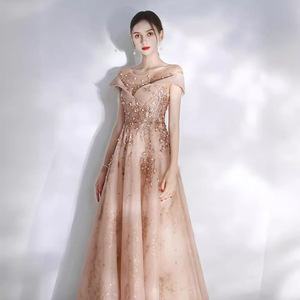 Evening Gown Off The Shoulder A Line Chiffon Floral Print Empire Waist Women's Dress For Events Bridesmaid Hostess Party - Product Image 1