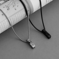 Collier pendentif en acier inoxydable Mobius Twist Bar, unisexe, minimaliste, géométrique, chaîne à maillons rectangulaires, bijoux tendance hip-hop