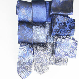 Conjunto de Corbata Clásica Personalizada con Pañuelo de Bolsillo, Diseño a Cuadros, Paisley, Flores, Azul Marino, para Hombre, Negocios, Fiesta, Boda, Moda, Fábrica de Corbatas - Product Image 1