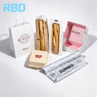Ensemble d'emballages en papier pour boulangerie avec logo imprimé personnalisé, boîte cadeau, sac en papier, sac à baguette, sac à pain, conteneur alimentaire à emporter pour boulangerie