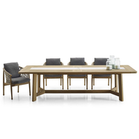 Meubles d'extérieur pour restaurant et hôtel, table en rotin, meubles d'extérieur en teck, ensembles de tables à manger pour l'extérieur, 6 ou 8 personnes