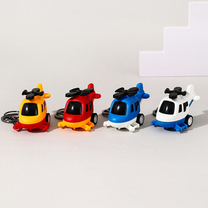 Pullback Mini Helicopter Keychain For Kids Boys <b>Backpack</b> Gift Toy PVC Creative Shape Round Part Number HLXFJ - Product Image 2