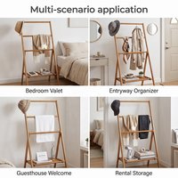 Porte-vêtements moderne en bambou, support de rangement sur pied avec base surélevée pour chambre à coucher