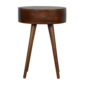 Nordic Chestnut Circular Nightstand 1 <b>Drawer</b> Nordic Legs Bedroom <b>Storage</b> - Product Image 2