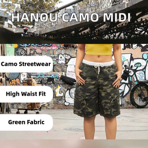 HanOu New Arrivals Wholesale Trendy Fashion Casual High Elastic Waist Breathable Woven <b>Camouflage</b> Print Streetwear Midi Pants - Product Image 2
