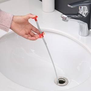 Tuyau de nettoyage de drain à ressort avec pince de 60 cm pour l'évacuation des bouchons dans les éviers de cuisine et les toilettes - Product Image 1