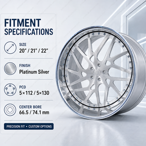 Jantes forgées à profil profond concave 20 21 22 pouces, couleur argent platine, 5x112 5x130 CB66.5 74.1, compatibles avec les SUV de luxe allemands et les berlines performantes - Product Image 4