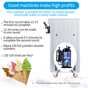 آلة الآيس كريم طراز ثلاثي النكهات الاقتصادية للاستخدام المنزلي التجاري ، آلة تقديم لينة للمطاعم - Product Image 3