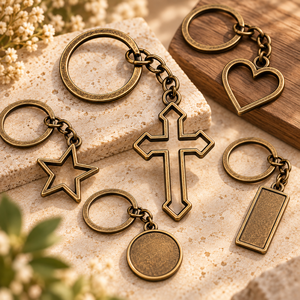 Llavero Personalizado de Metal Redondo con Cruz y Ángel, Recuerdo Religioso, OEM ODM - Product Image 1