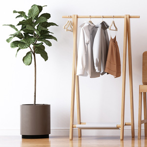 Perchero de madera maciza de estilo escandinavo, color natural, perchero de pie para sala de estar, dormitorio, diseño minimalista - Product Image 1