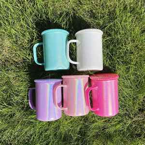 แก้วกาแฟแบบมีฝาปิดพลาสติก PP ขนาด 17 ออนซ์ ลายโฮโลแกรมวิบวับ สำหรับงานซับลิเมชั่น พร้อมฝาประดับคริสตัล - Product Image 2