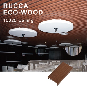 Foshan Ruccawood Intérieur WPC Décoratif Suspendu <span class=keywords><strong>PVC</strong></span> Panneau de <span class=keywords><strong>Plafond</strong></span> 100*25mm Bande Étanche pour Salon/Salle de Bains Design - Product Image 4
