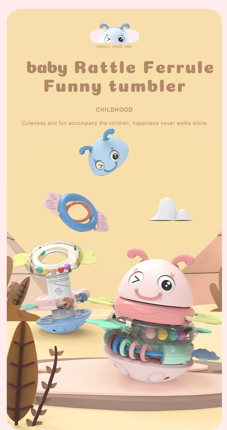 2021 Hot selling educational teether rattle musical light roly poly stacking up cute tumbler baby toy