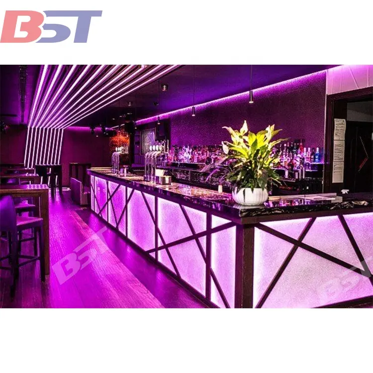 Benutzer definierte bunte RGB LED-Licht Hotel Bar Counter Nachtclub Kunststein Top Restaurant Bar Counter Design