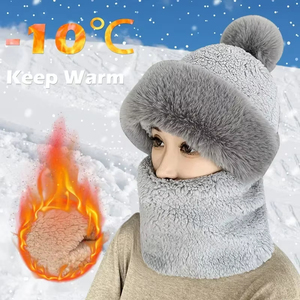 2024 Women's Winter Hiking Hats Warm <b>Fleece</b> <b>Beanies</b> with Scarf Caps Neck Warmer for Men and Children Skullies <b>Beanies</b> - Product Image 1
