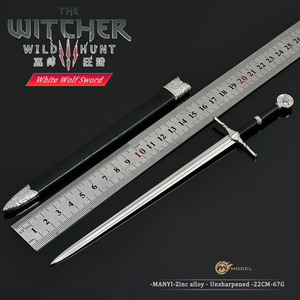 22CM <span class=keywords><strong>Witcher</strong></span> III All-metal Prop White <span class=keywords><strong>Wolf</strong></span> Sword arma modelo pequeña espada personalizable Cool regalo coleccionable llavero colgante - Product Image 6