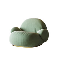 Fauteuil en velours crème moderne, une place, tendance, avec mousse haute densité, personnalisable, pour salon, petit appartement, villa