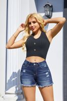 Shorts en Jean Femme Style Américain et Européen, Hot Pants à Trous et Pompons