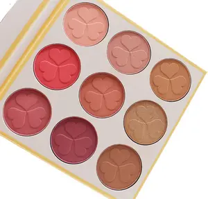 1 pezzo può stampare Logo produttore guancia fard trucco lunga durata etichetta privata 9 colori per il trucco fard Palette