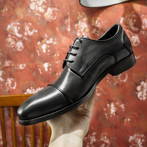 Zapatos Oxford de Cuero Genuino para Hombre, con Punta en Pico, con Cordones, Formales, para Vestir, para Todas las Temporadas, de Color Sólido, Envío Directo - Product Image 3
