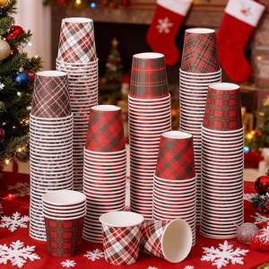 Gobelet jetable en papier à carreaux <span class=keywords><strong>Buffalo</strong></span> de 4 oz, 6 oz, 8 oz pour boissons chaudes, chocolat chaud, cacao, thé, fête de Noël - Product Image 6