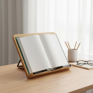 Support de lecture portable avec pinces pour pages, étagère <span class=keywords><strong>à</strong></span> livres pour salon, support de livre réglable en bambou - Product Image 4