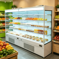 Réfrigérateur Multidecks à Haute Efficacité pour Supermarchés, Inverter, Sans Givre, à Air Libre, pour Présentation de Viandes, Fruits et Légumes