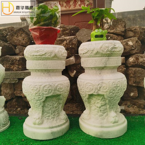 Colonne de pot de fleurs sculptée en pierre Jiahua, support de plantes traditionnel pour l'extérieur - Product Image 1