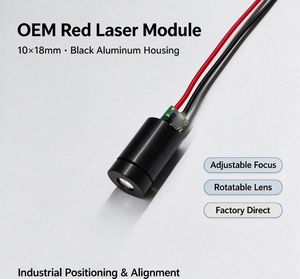 Module laser point rouge OEM d'usine <5mW, boîtier en aluminium noir 10×18mm, mise au point réglable avec lentille rotative, industriel - Product Image 2