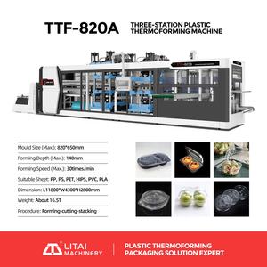 Высокоскоростная полностью автоматическая трехпозиционная вакуумно-формовочная машина для термоформования контейнеров для еды на вынос из PS/PET/PP - Product Image 2
