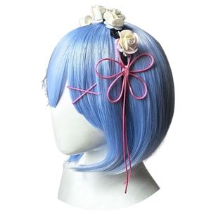 Mengtong <span class=keywords><strong>Cosplay</strong></span> <span class=keywords><strong>Anime</strong></span> peluca Zero-Starting Life in Another World <span class=keywords><strong>Rem</strong></span> Ram Maid Gemini peluca corta rosa azul - Product Image 3