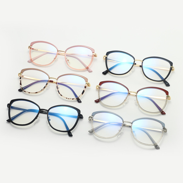HX--3015 Unisex Retro Photochromic Anti Blue Light Cat Eye Dot Diamond Glasses Custom LOGO Black TR90 Factory for Adults
