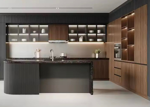 Chất lượng cao siêu Đen tủ bếp hiện đại phong cách sang trọng đảo thanh thiết kế nhà bếp - Product Image 3