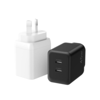 Chargeur rapide GaN PD double USB-C 45W avec prise AU, adaptateur secteur mural 2 ports pour ordinateur portable, iPhone 18 17, iPad Pro, tablette