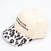 Gorra de Béisbol Personalizada de Dos Tonos con Estampado de Leopardo, Logotipo Bordado, Color a Juego, Ajustable con Cierre a Presión, Estilo Casual y Deportivo