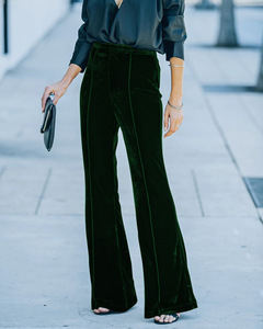 <span class=keywords><strong>Pantalon</strong></span> large en <span class=keywords><strong>velours</strong></span> doré pour <span class=keywords><strong>femme</strong></span>, automne-hiver, décontracté, taille haute, coupe cloche, chaud et épais - Product Image 5