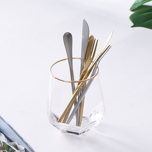 Juego de cuchara y tenedor de mango largo estilo japonés de acero inoxidable 304, utensilios reutilizables para mezclar cócteles y postres - Product Image 3