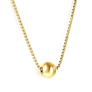 Collares de Moda con Baño de Oro de 18K, Cadenas Personalizadas de Acero Inoxidable, Collares con Colgante de Bola Flotante para Mujer - Product Image 1