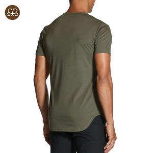 Cao cấp tùy chỉnh người đàn ông của Crew Neck cong HEM TRIM Fit thuôn dài T-Shirt phòng tập thể dục TEE cho nam giới - Product Image 4