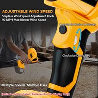 Souffleur à feuilles sans fil compatible avec la batterie Dewalt 20V Max, souffleur turbo jet 350W 96000RPM 90 MPH réglable