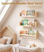 Rak Buku Anak Set 3 Rak Kayu Alami Menggantung untuk Penyimpanan Dinding Taman Kanak-Kanak, Rak Dinding Dapur Ruang Tamu untuk Bumbu