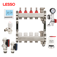 Système de chauffage radiant hydronique par le sol en acier inoxydable pour la distribution d'eau, collecteur PEX 12, thermostat pour maison