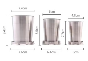 Tasses pliables télescopiques en acier inoxydable 70 ml/2 oz avec logo personnalisé, porte-clés, verres à shot - Product Image 4