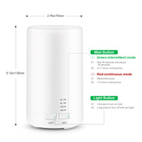 Diffuseur d'arômes ultrasonique 70 ml, prise USB, lumière LED 7 couleurs, utilisation hôtelière et domestique, diffuseur d'aromathérapie silencieux et humidificateur