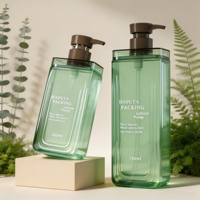 Emballage cosmétique carré personnalisé avec logo, flacon de lotion/shampooing 500ml/750ml avec pompe