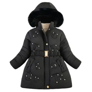 Kids Clothes Wholesale Windproof Detachable Fur Hood Girls Winter Coat Kids Down Jacket Cotton-padded Clothes