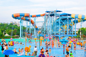 Kommerzielle riesige Wasserpark ausrüstung Resort Platz Erwachsenen Aqua Spielplatz Fiberglas große Bumerang Rutsche - Product Image 6