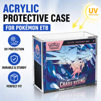 Boîte de protection acrylique Pokemend Elite Trainer Box avec couvercle magnétique robuste, transparente, pour collection TCG, protection contre la poussière, vitrine d'exposition