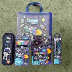 2024 Cartoon <b>Kids</b> School Stationery Set with Plastic Ruler Pencil Sharpener & Gel Pen (Blue Ink 0.8mm Tip) Customized Colors - Product Image 2