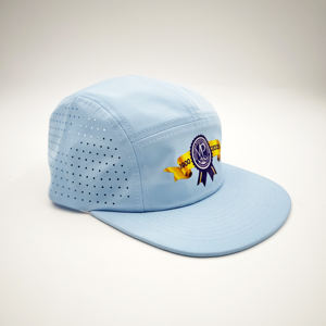 Casquette de sport d'extérieur imperméable en coton 100% à 5 panneaux en maille avec cordon de serrage, fermeture snapback et design triangulaire perforé au laser - Product Image 5